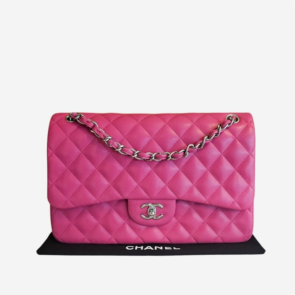 LARGE PINK CLASSIC DOUBLE FLAP